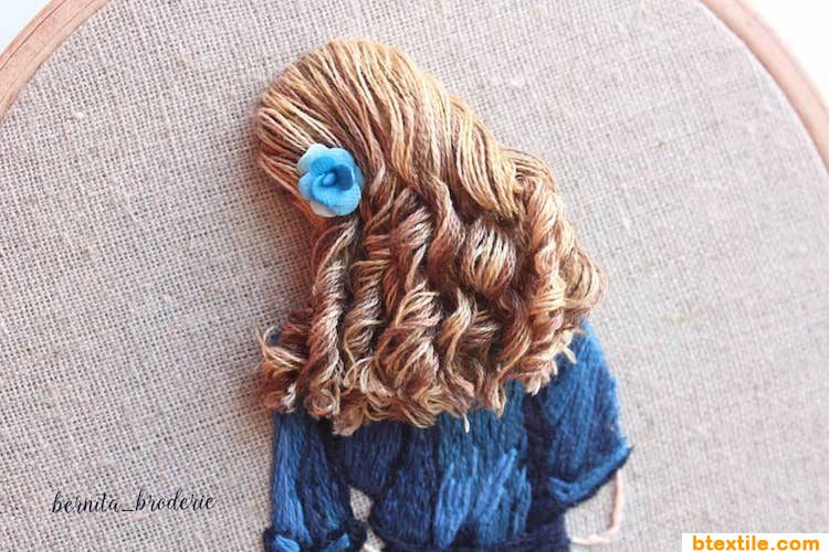 Brilliant Embroidery Uses Thread to Mimic Luscious Hair Flowing Off the Hoop